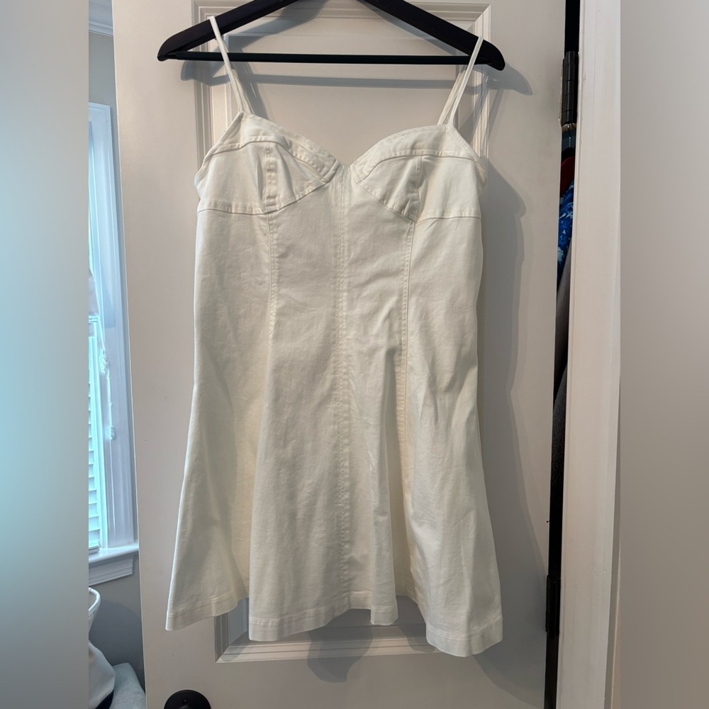 Mustard Seed White Faux Denim Mini Dress